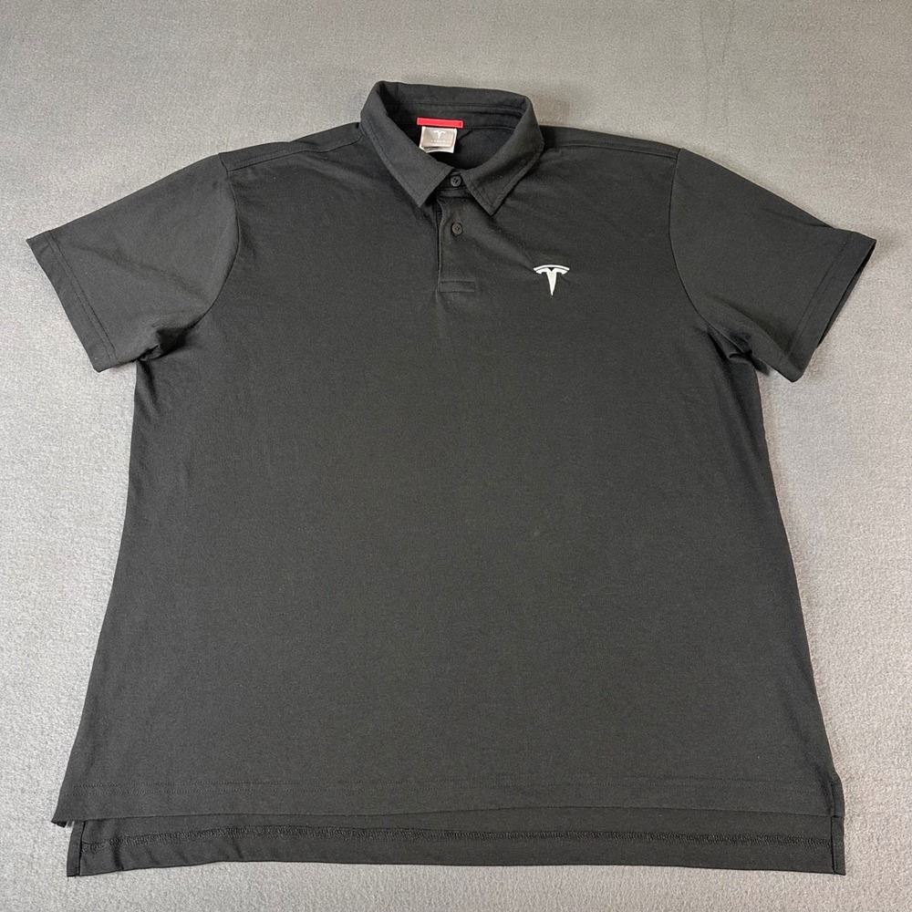 Tesla Motors Mens XL Black Short Sleeve Polo Shirt Embroidered Logo TSL2976